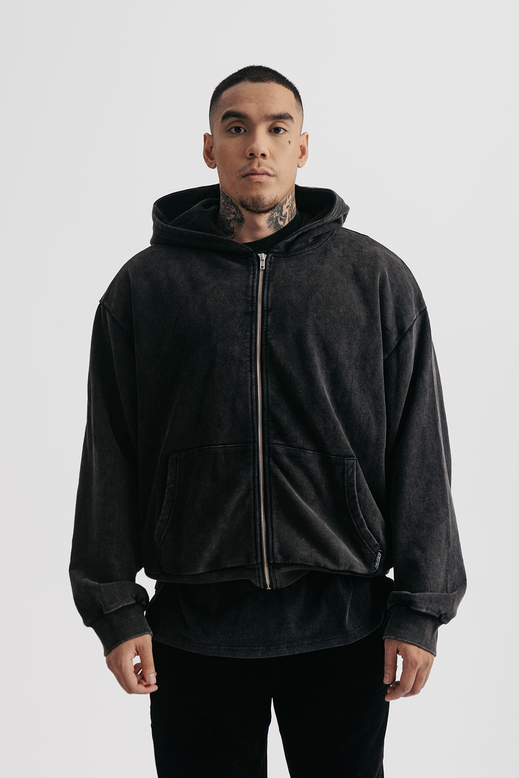 Basic Sunfaded Zip-Up Hoodie