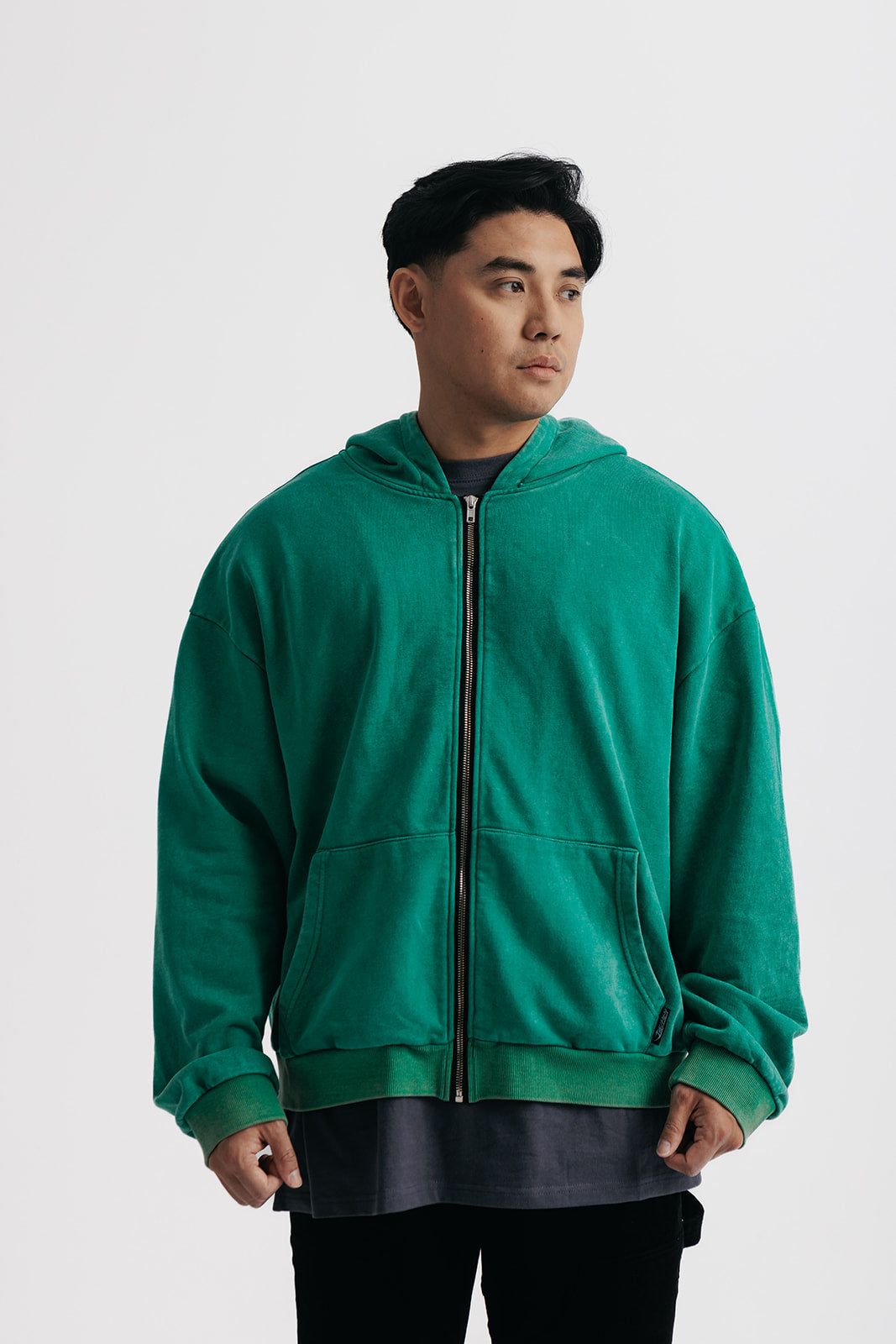 Basic Sunfaded Zip-Up Hoodie